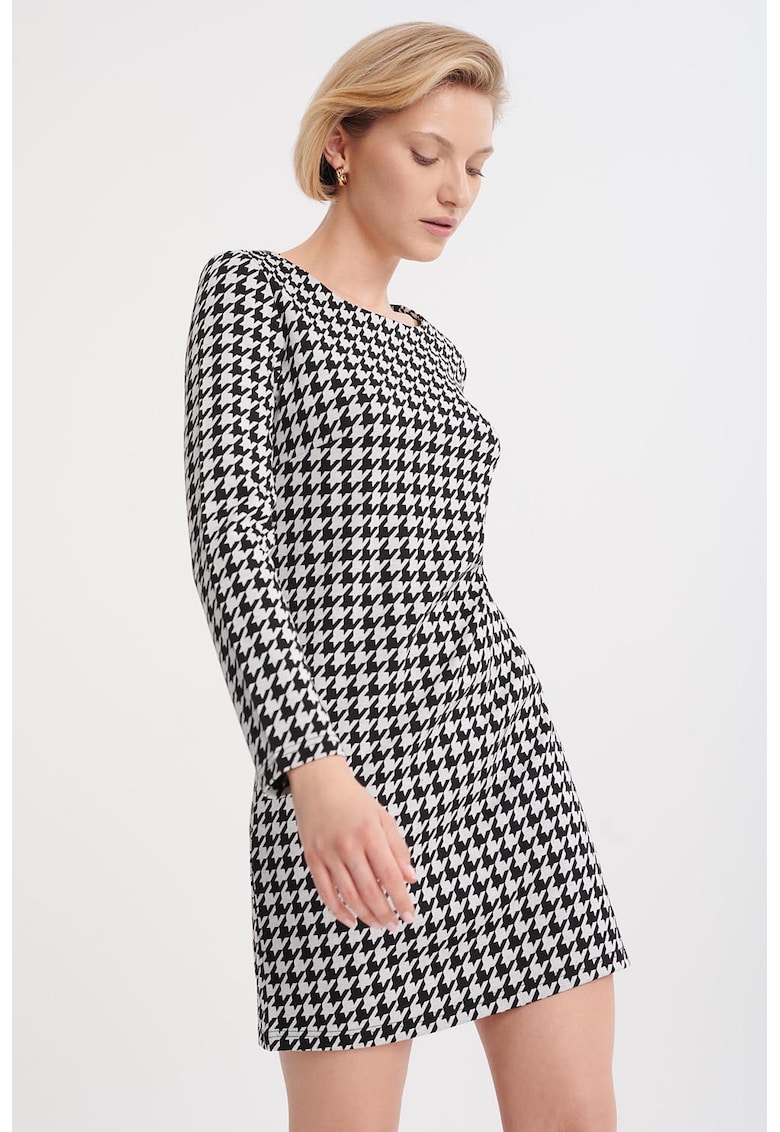 Rochie mini cu model houndstooth