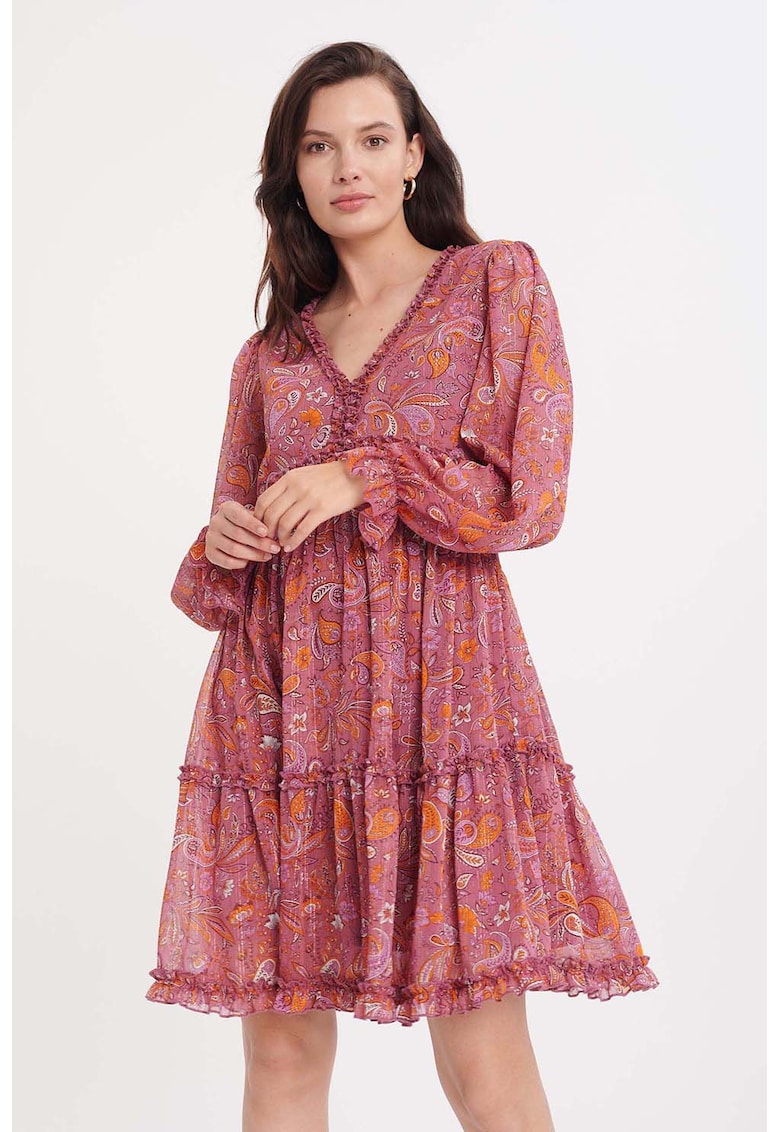 Rochie mini evazata cu model stratificat