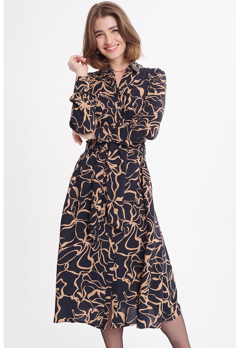 Rochie-camasa midi cu model abstract