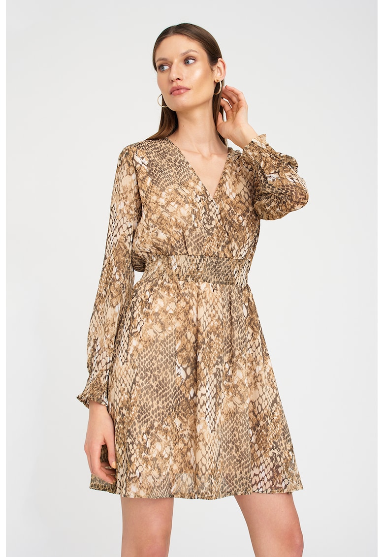 Rochie cu decolteu in V si animal print