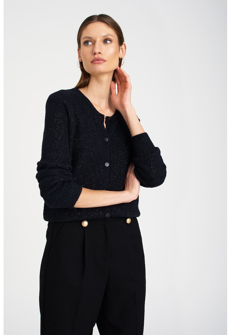 Cardigan cu nasturi cu insertii stralucitoare