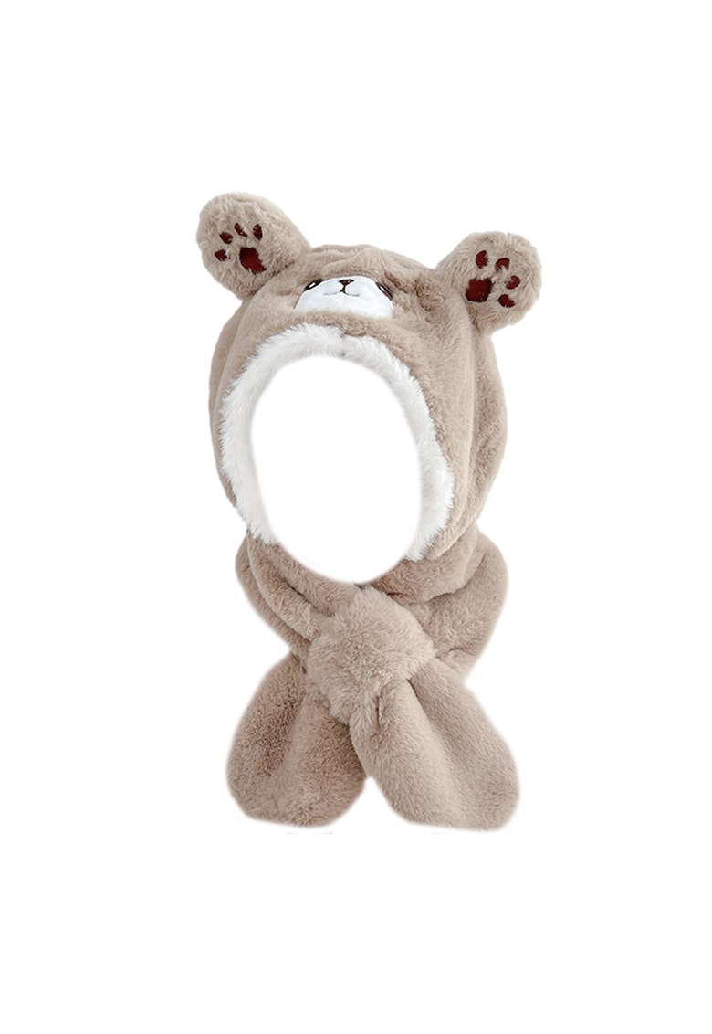 Caciula pentru copii - model cu urechiuse de ursulet tip fular - tematica bear hug - 2 – 6 ani - EFAYN