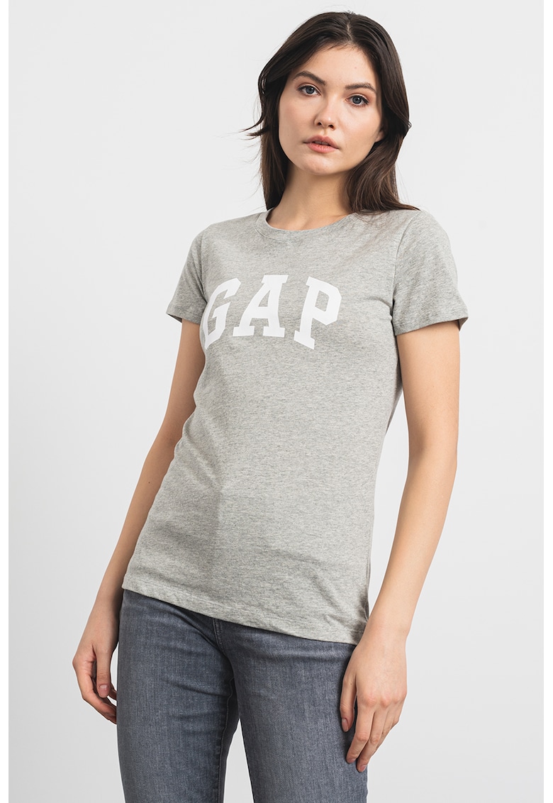 Tricou de bumbac cu imprimeu logo - Gri melange