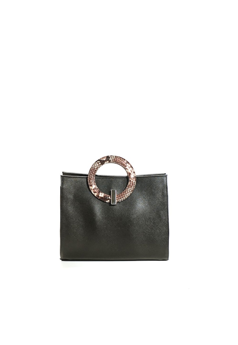 Geanta dama piele - Olivia - sarpe negru - 22 x 10 x 17 cm