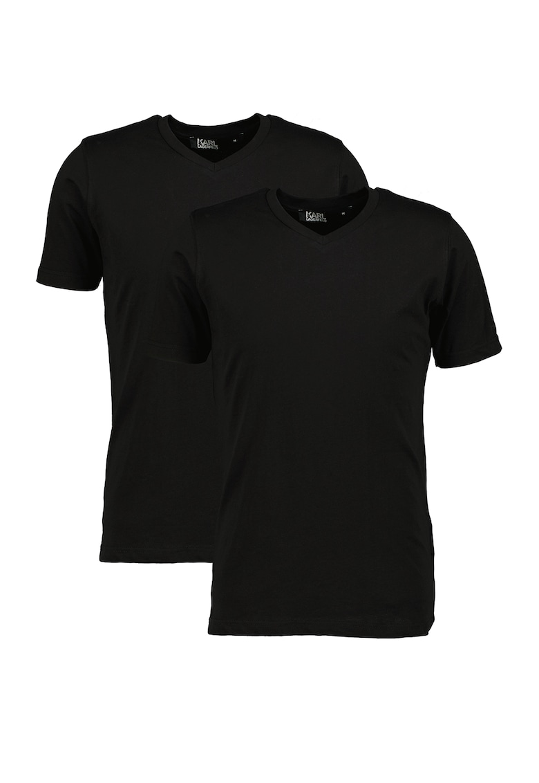 Set de tricouri cu decolteu in V - 2 piese - Negru