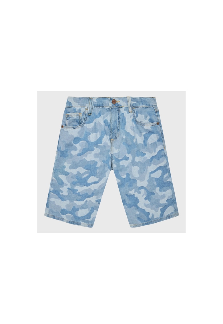 Pantaloni scurti din denim cu model camuflaj