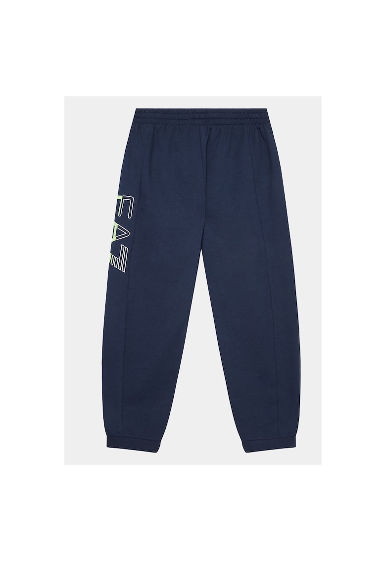 Pantaloni de trening copii - EA7 Emporio Armani - Bumbac - Albastru marin