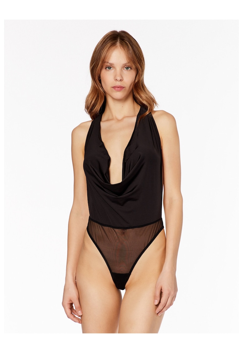 Lenjerie tip body sexy - Poliester - Negru