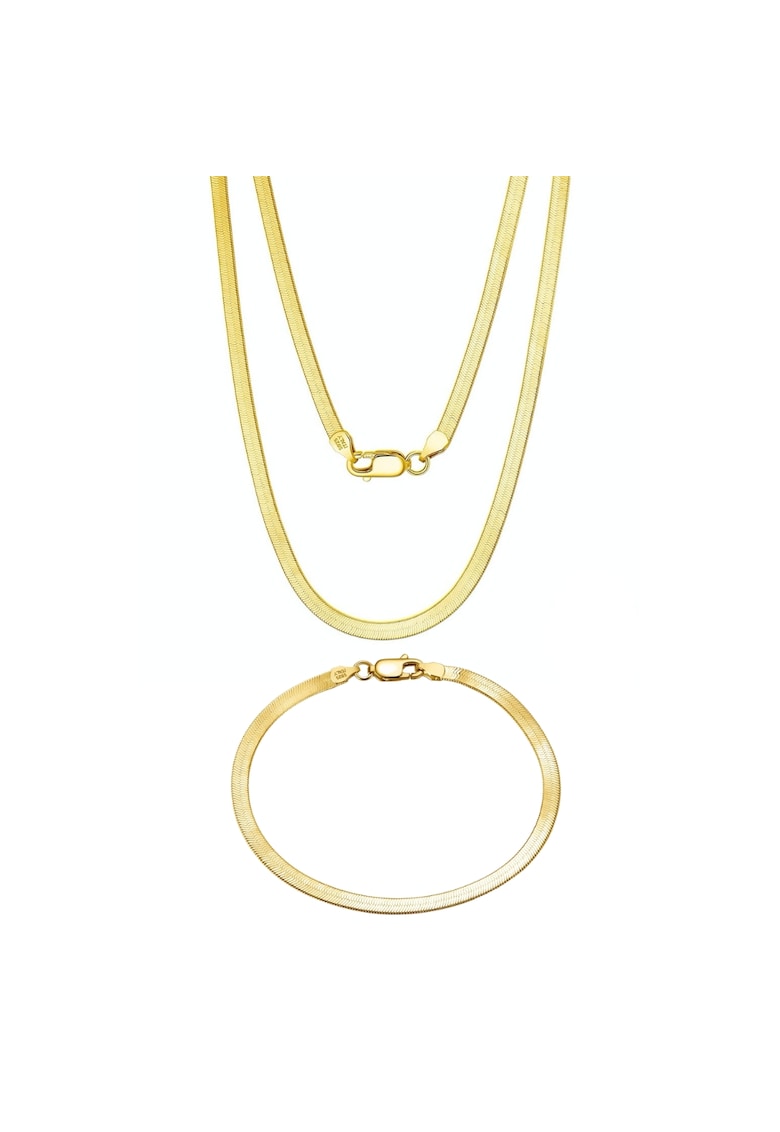 Set cu Lant si Bratara din Argint Snake Gold