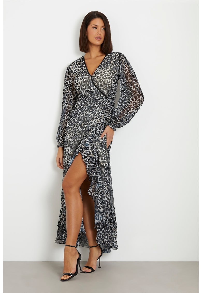 Rochie maxi petrecuta cu animal print