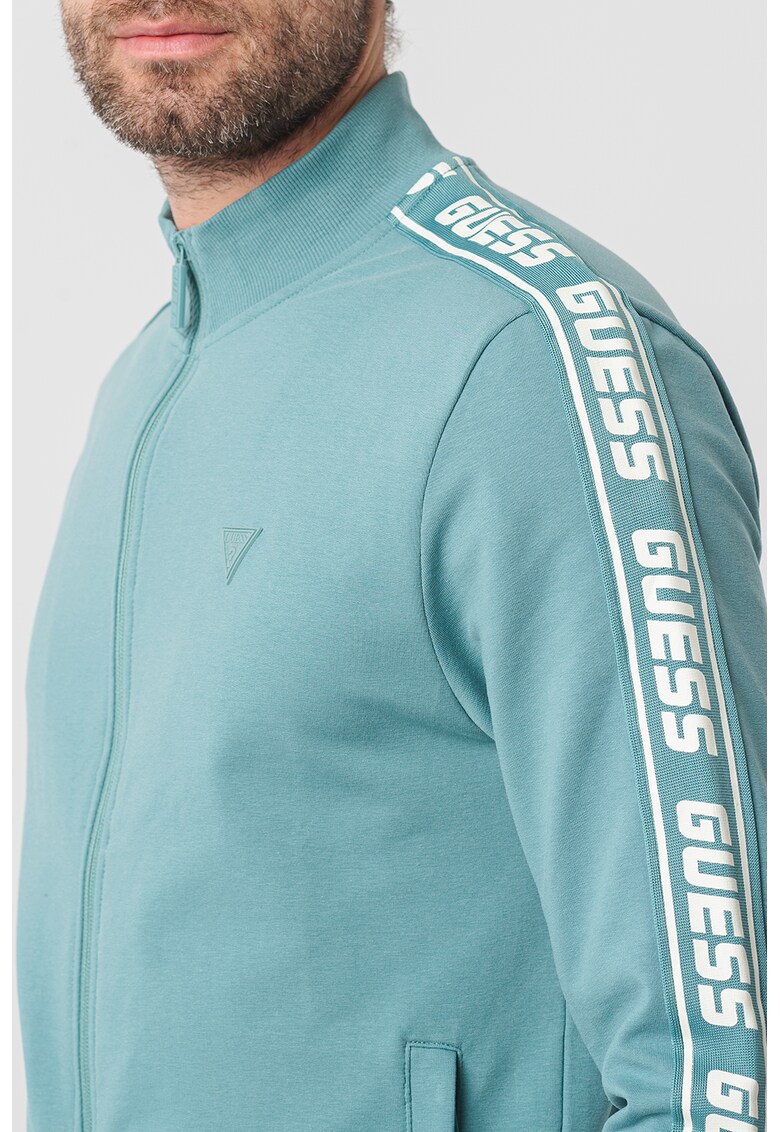 Bluza cu fermoar si benzi logo pentru fitness