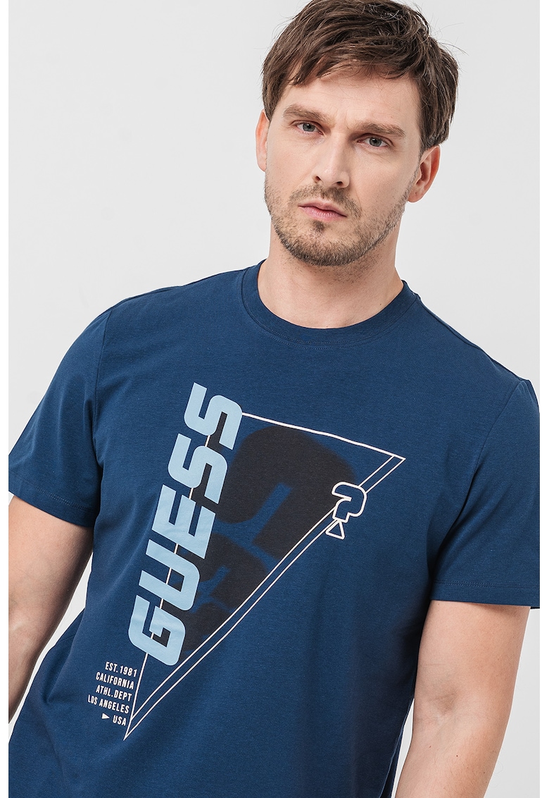 Tricou crop cu imprimeu logo pentru fitness