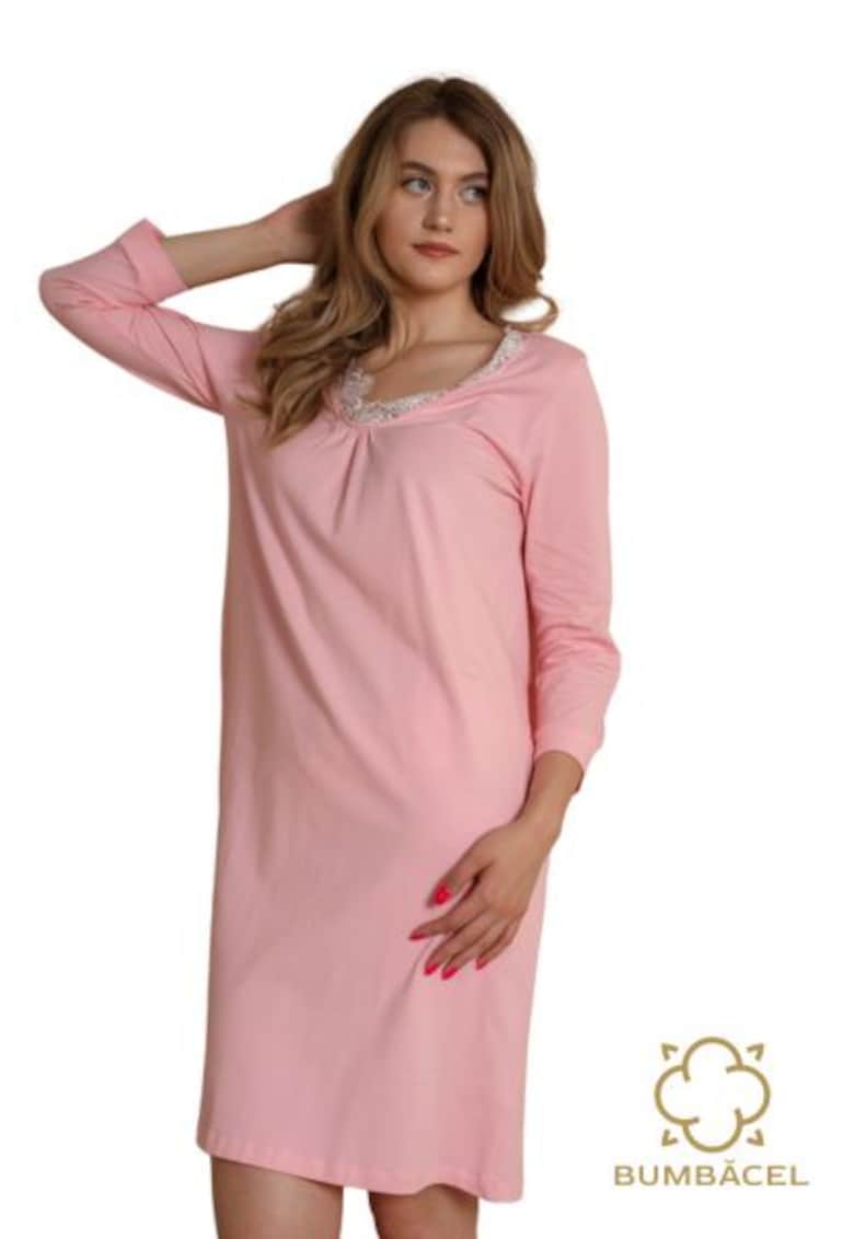 Cămașă de noapte cu mânecă cu trei sferturi - Roz