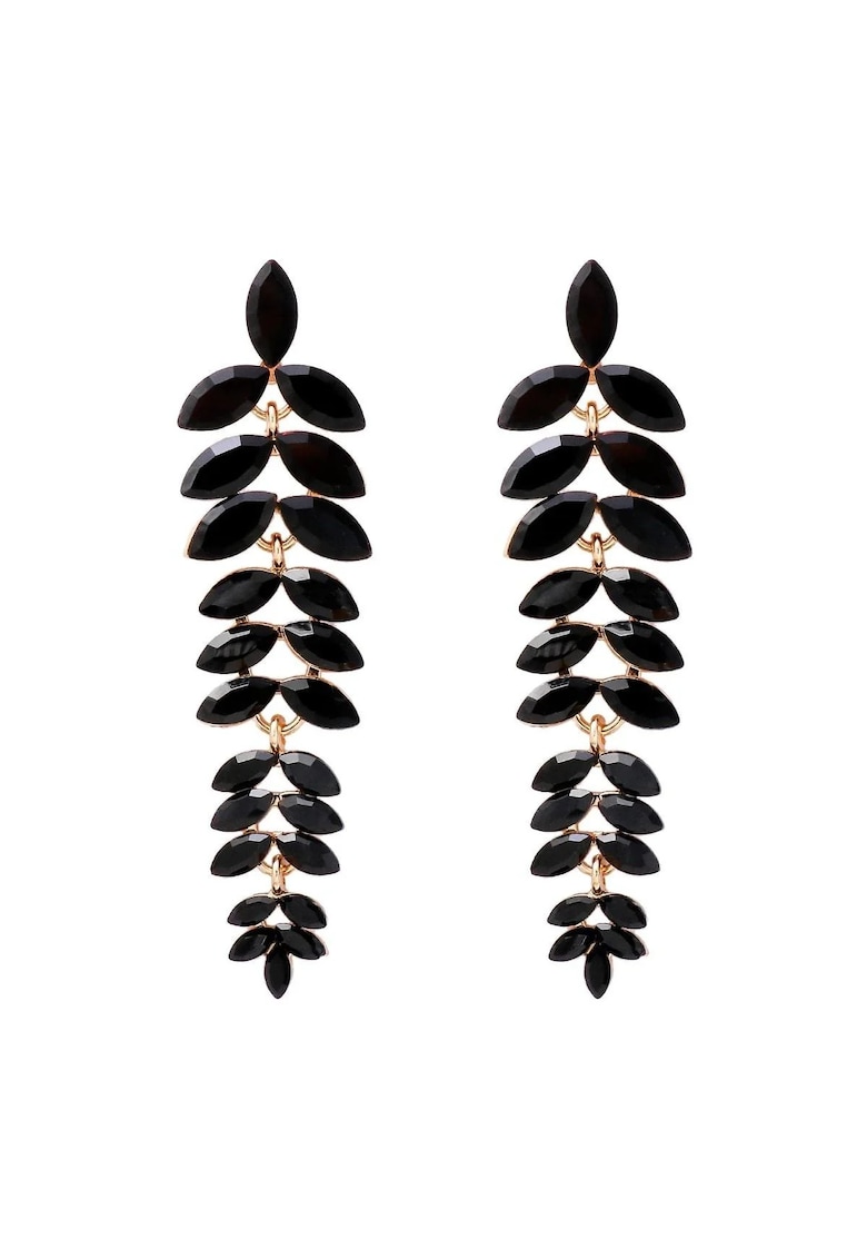 Cercei aurii - lungi - cu pietre negre - Marene C22 -