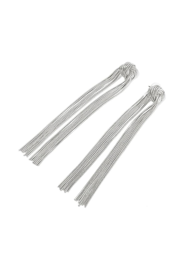 Cercei argintii - lungi - cu franjuri si nod - Margo C5 -