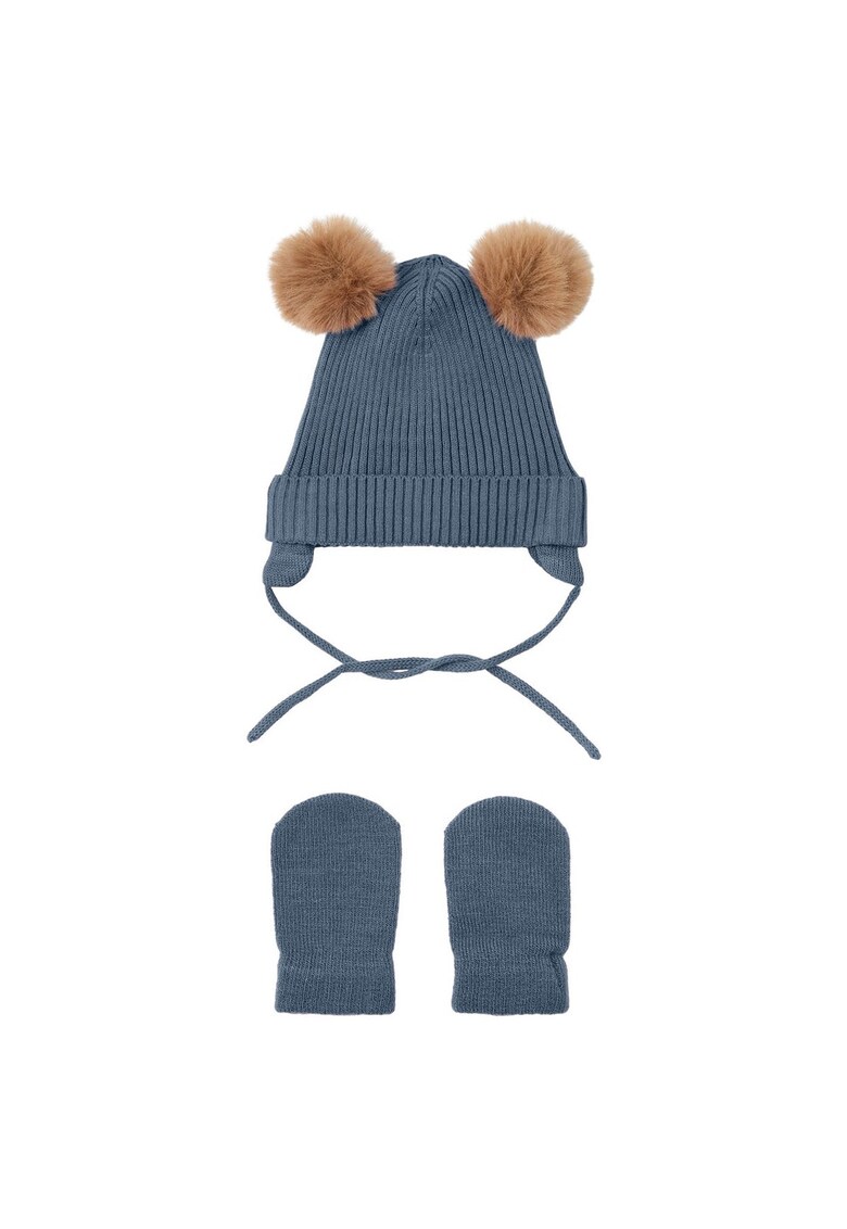 Set caciula si manusi bebe baieti - Mara Blue 6633