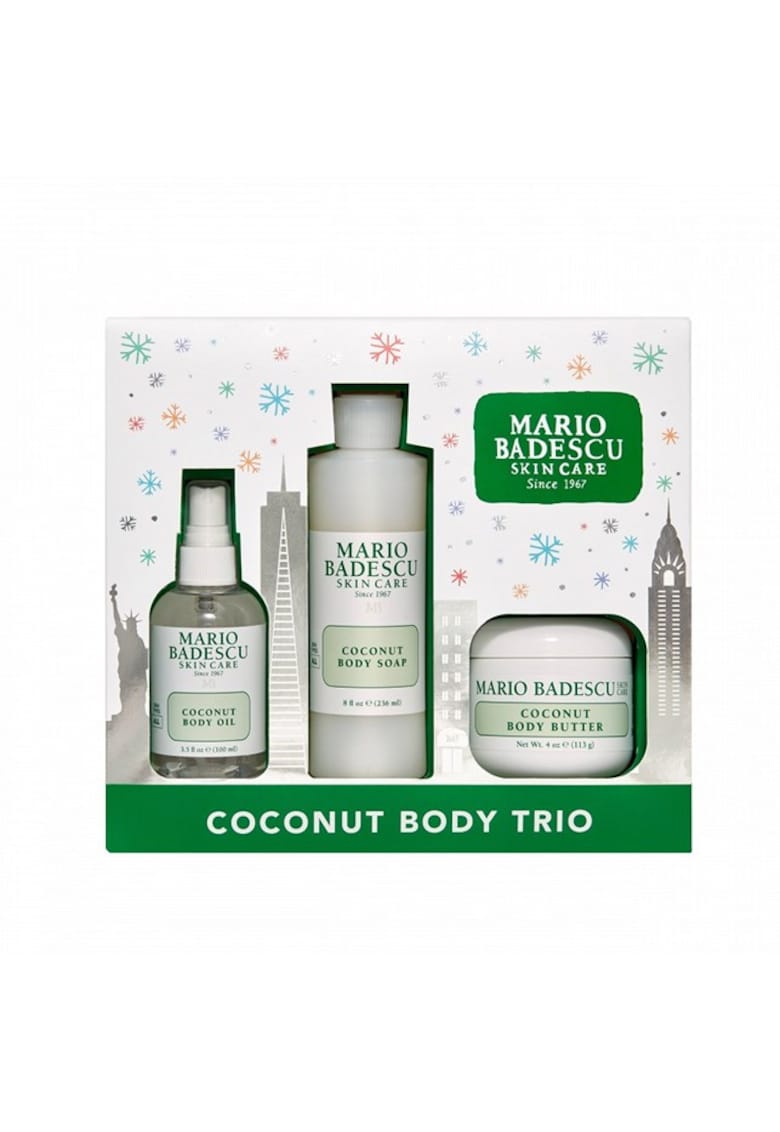 Set ingrijire corp Coconut Body Trio - Unt de corp Coconut Body Butter - 113 g + Gel de dus Coconut Body Soap - 236 ml + Ulei de corp Coconut Body Oil - 100 ml