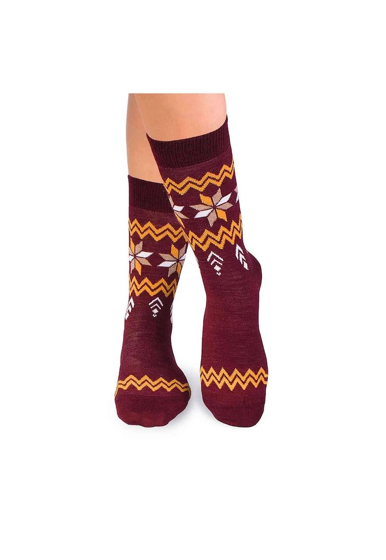 Sosete calduroase din lana merino Snow Bordo - Visiniu