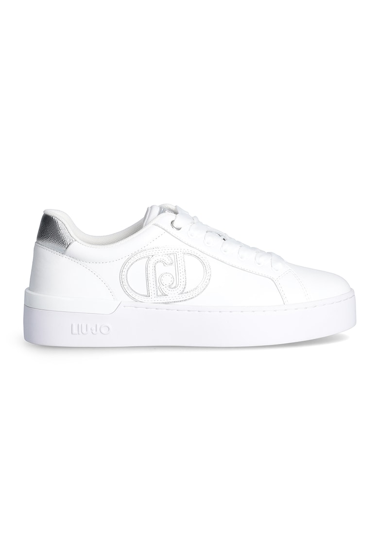 Pantofi sport de piele cu monograma Silvia - Alb
