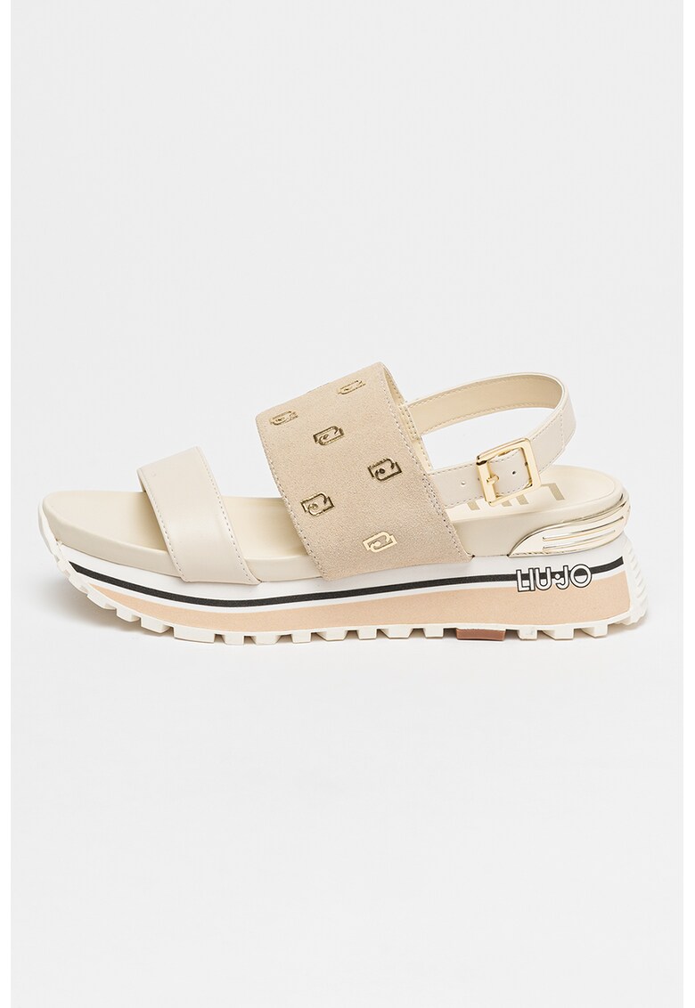 Sandale wedge cu insertii de piele Maxi Wonder
