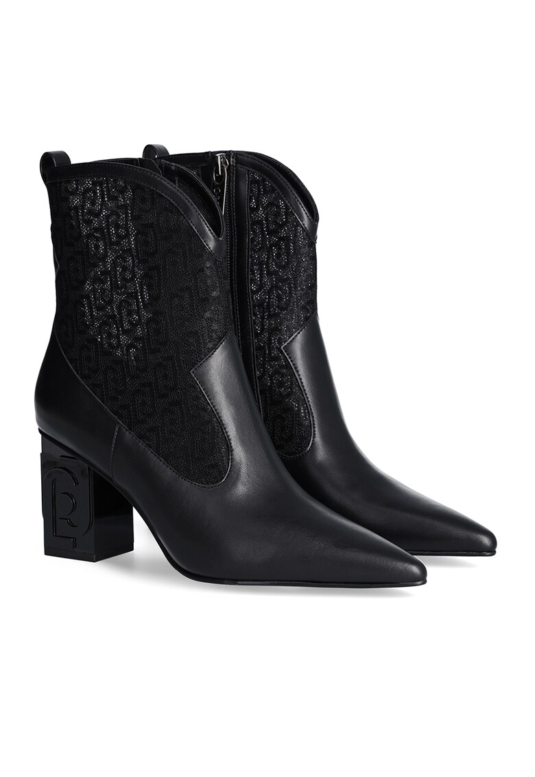 Botine din piele cu varf ascutit