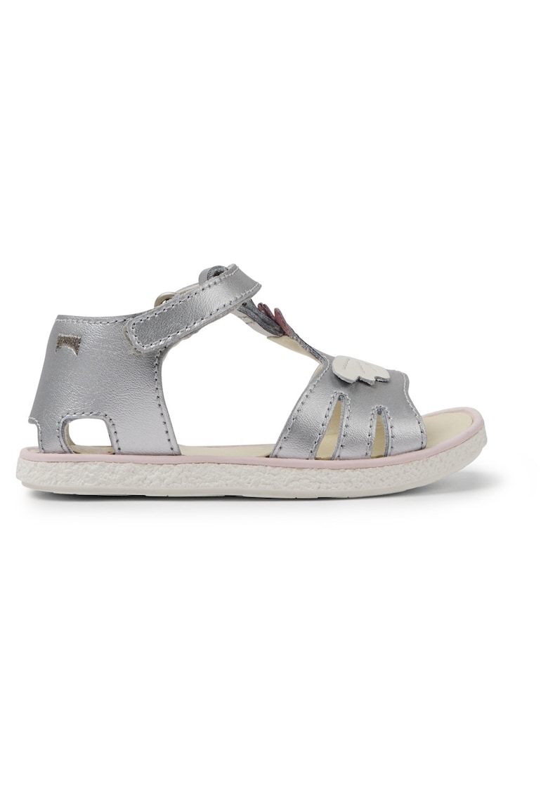 Sandale din piele cu inchidere velcro Miko 711 - Argintiu