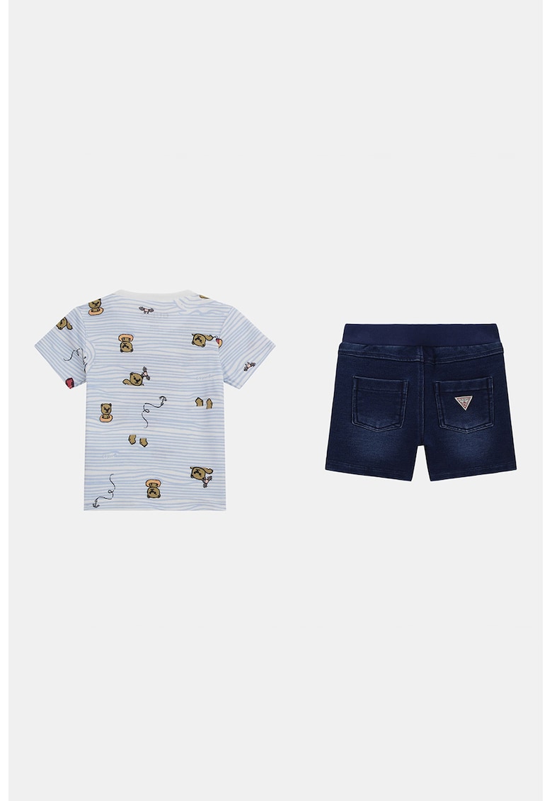 Set de tricou cu decolteu la baza gatului si pantaloni scurti -2 piese