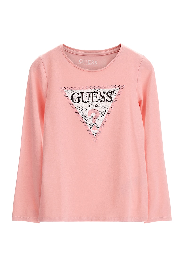 GUESS - Bluza cu imprimeu logo si strasuri