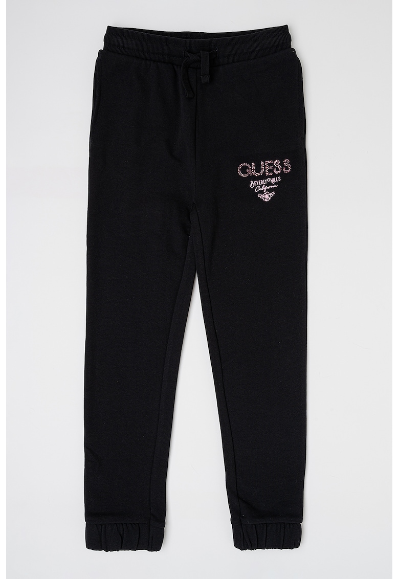 Pantaloni de trening din bumbac cu logo din strasuri