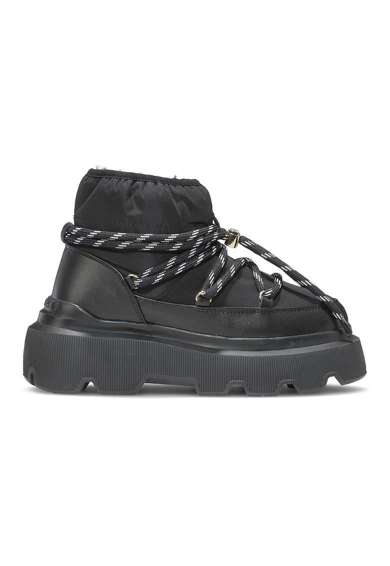 Ghete slip-on flatform cu garnituri de piele