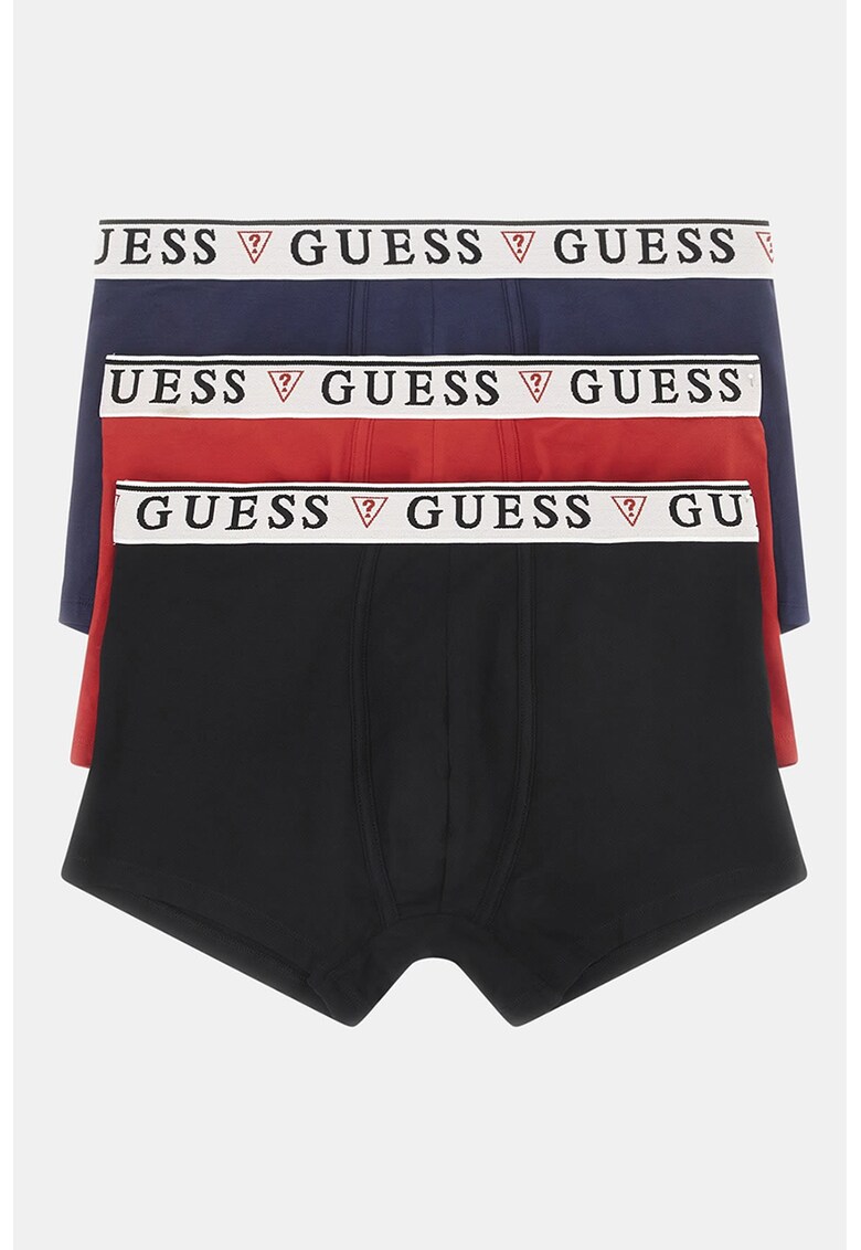 Set de boxeri cu banda logo in talie - 3 perechi - Rosu/Negru/Bleumarin