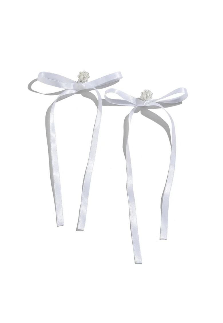 Cercei albi - lungi - cu perlute si fundita - Marino C1