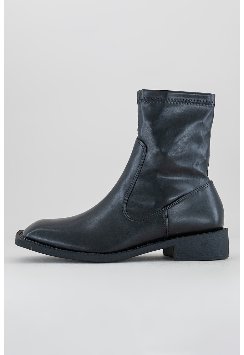 Botine cu varf patrat Annelien - Negru