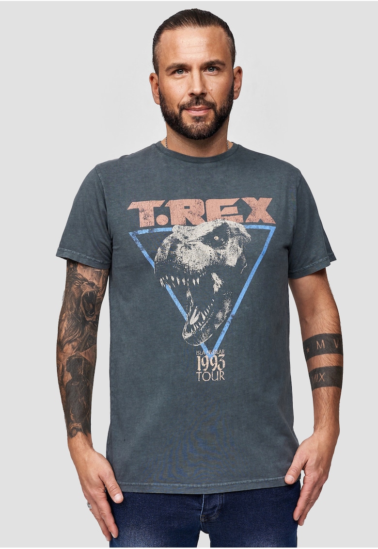 Tricou cu decolteu la baza gatului si imprimeu grafic Jurassic Park T-Rex 1993 3297