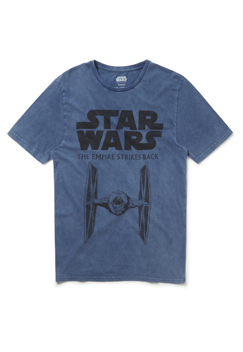 Tricou cu imprimeu Star Wars Empire Strikes Back Tie Fighter Washed Blue 5461