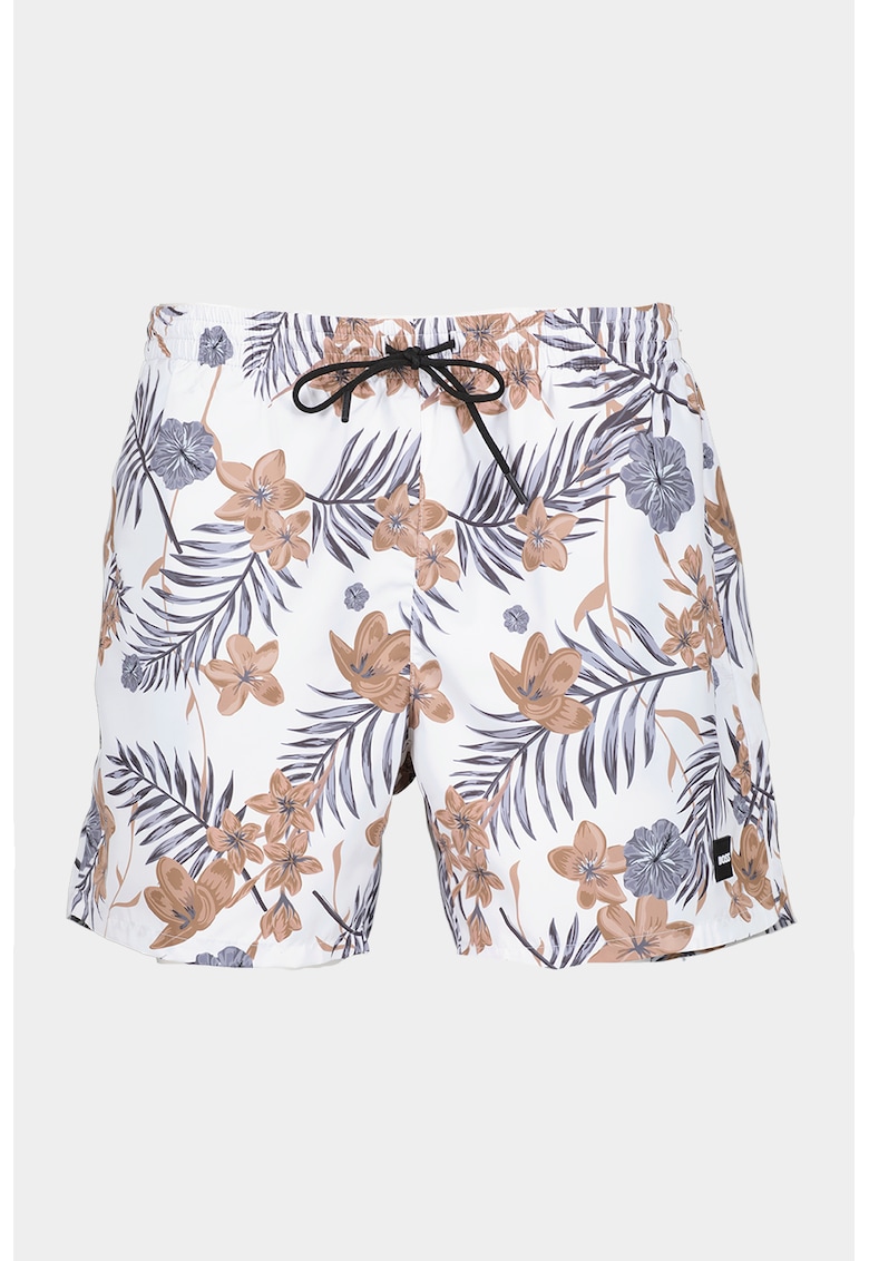 Pantaloni scurti de baie cu imprimeu tropical Piranha