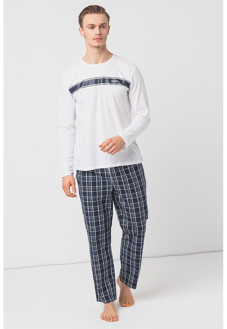 Pijama de bumbac cu pantaloni lungi si model