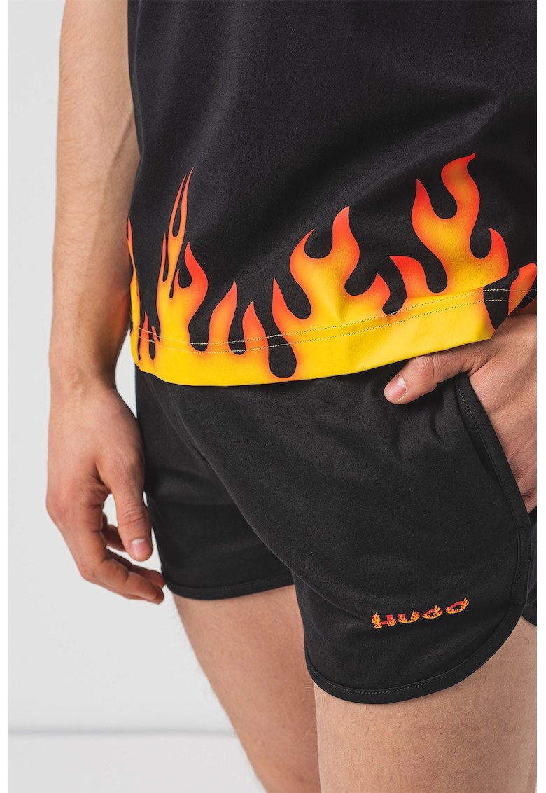 Pijama de bumbac cu pantaloni scurti si imprimeu