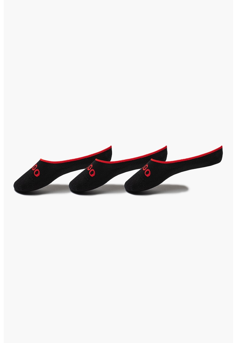 Set de sosete foarte scurte cu logo - 3 perechi - Rosu/Negru
