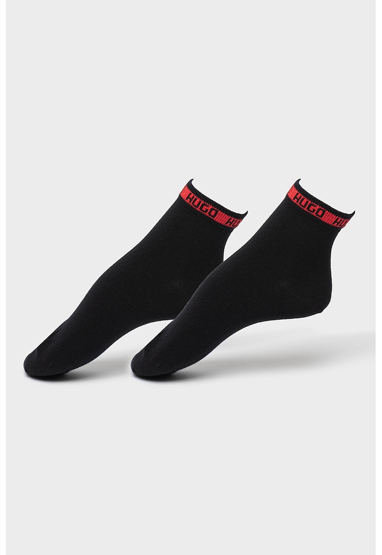 Set de sosete scurte din amestec de bumbac - 2 perechi - Negru/Rosu inchis