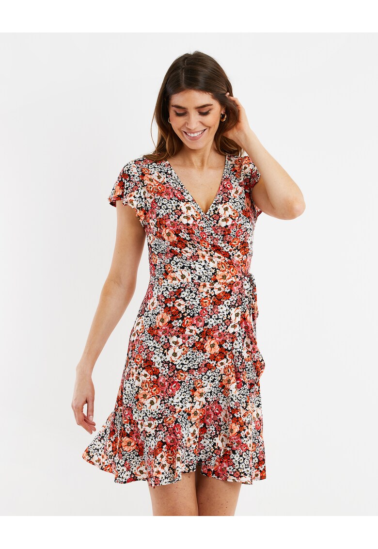 Rochie cu decolteu in v si volane fizzer 3933