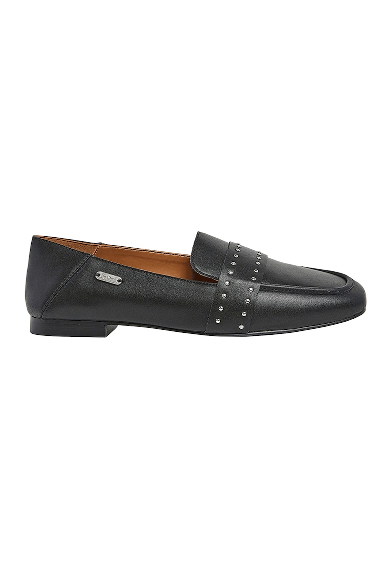 Pantofi loafer de piele cu aplicatii metalice