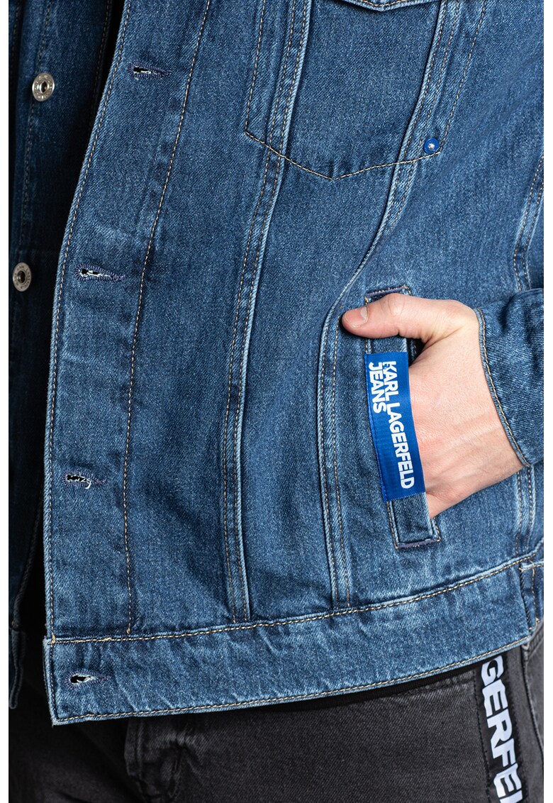 Jacheta de denim cu buzunare pe piept