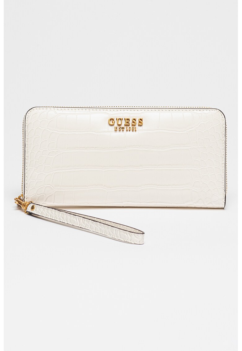 GUESS Портмоне Laurel с шагрен и каишка за китката за Жени GUESS Портмоне Laurel с шагрен и каишка за китката за Жени