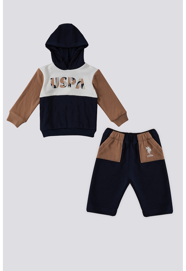 Set de hanorac si pantaloni de trening - Maro/Crem/Bleumarin