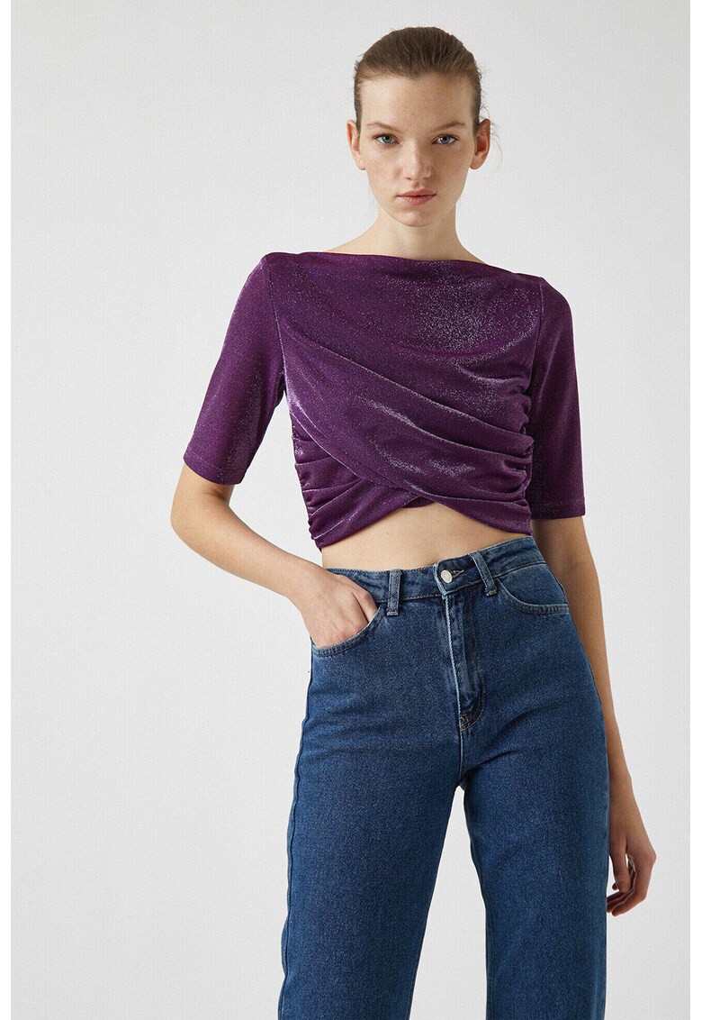 Bluza crop cu model drapat