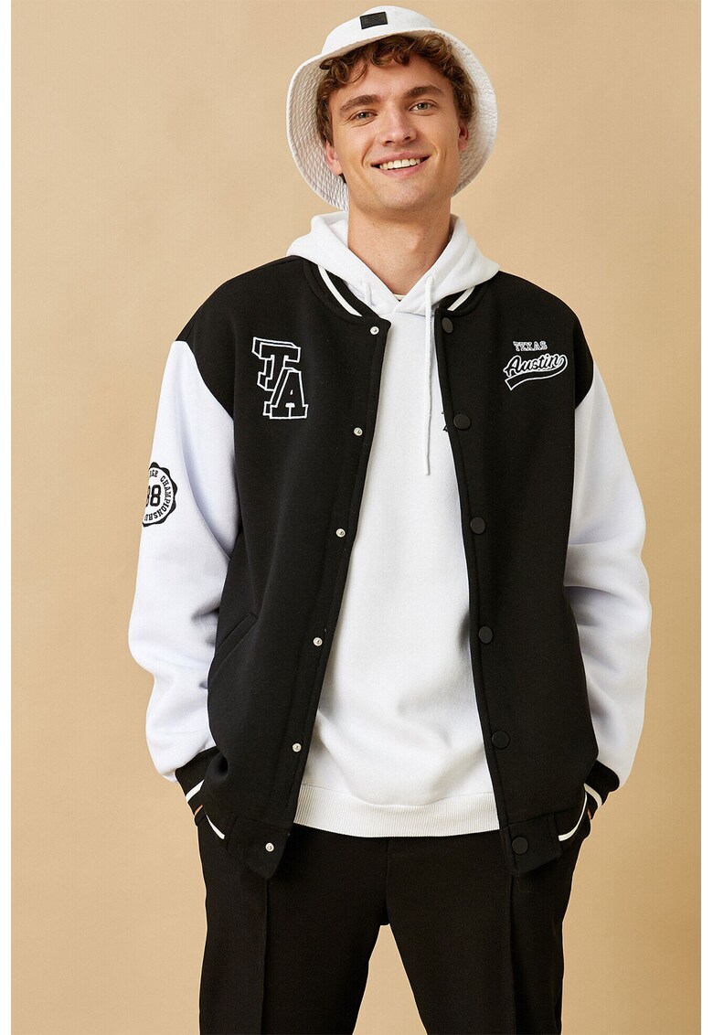 Jacheta varsity cu imprimeu text