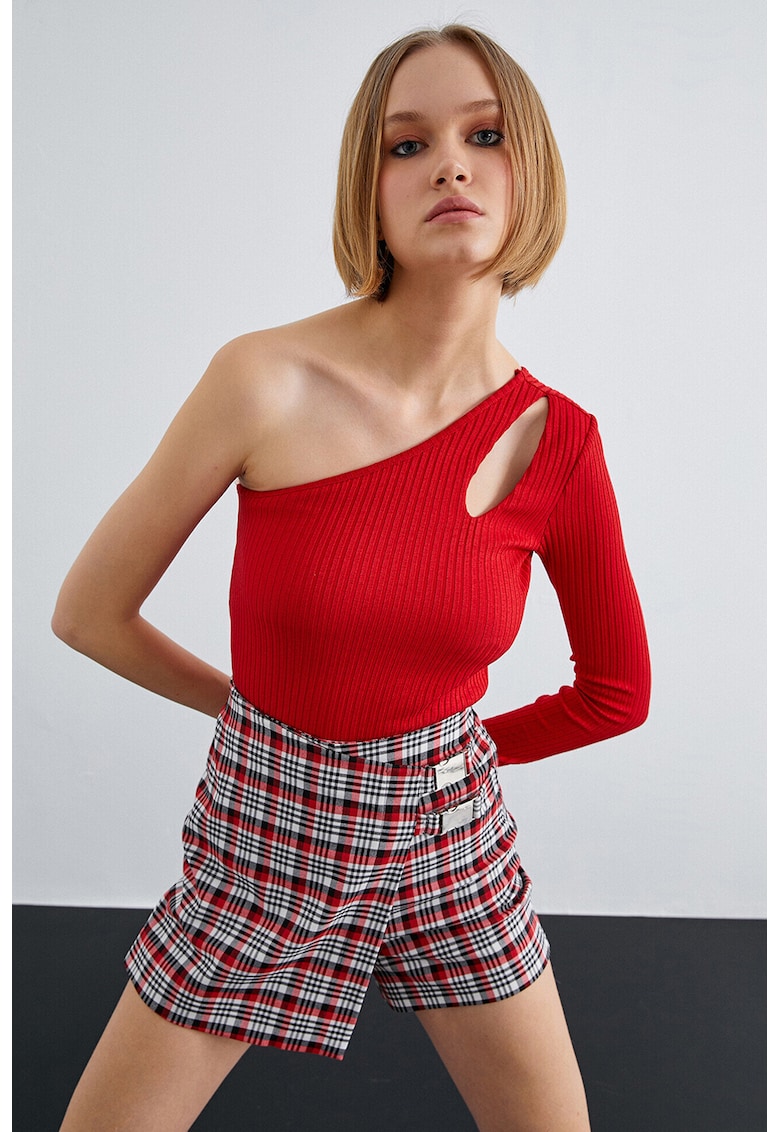Bluza slim fit cu decolteu pe un umar