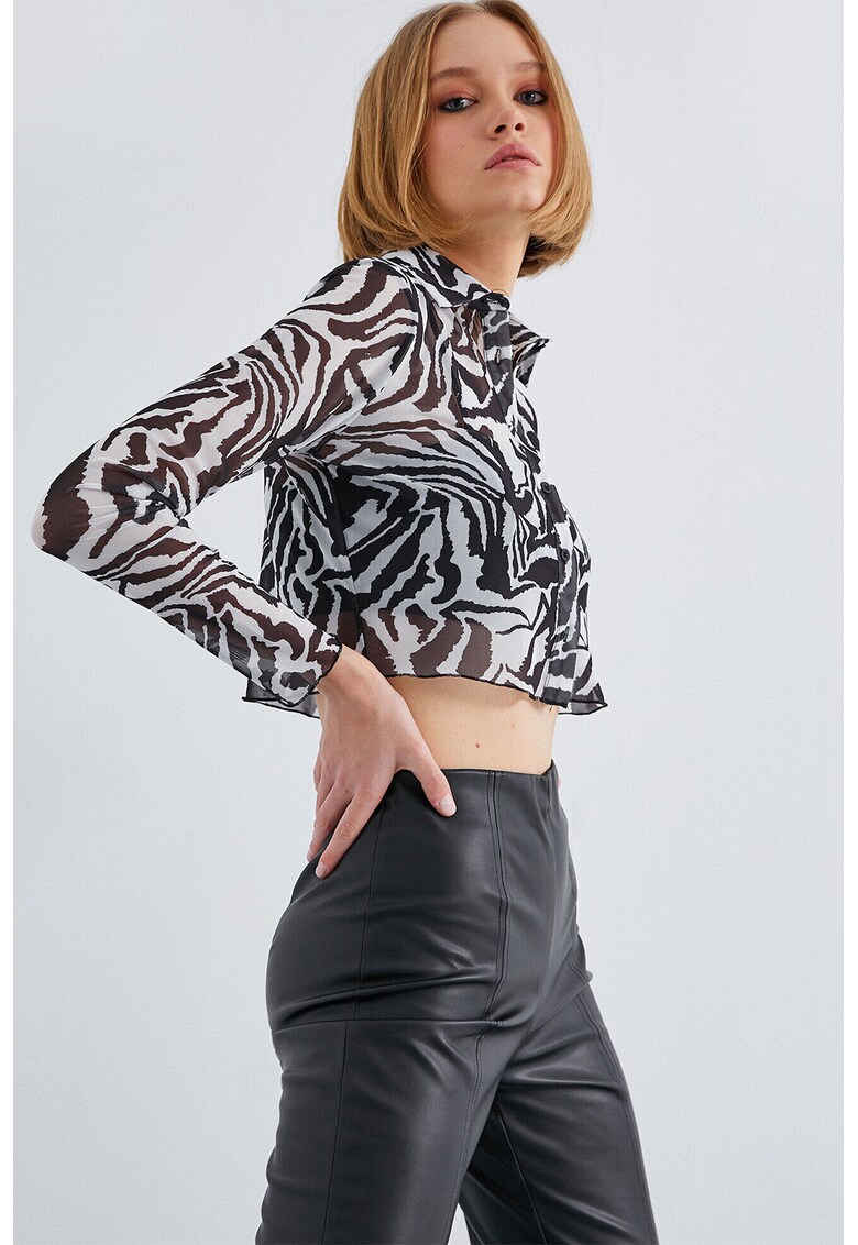 Camasa crop semitransparenta
