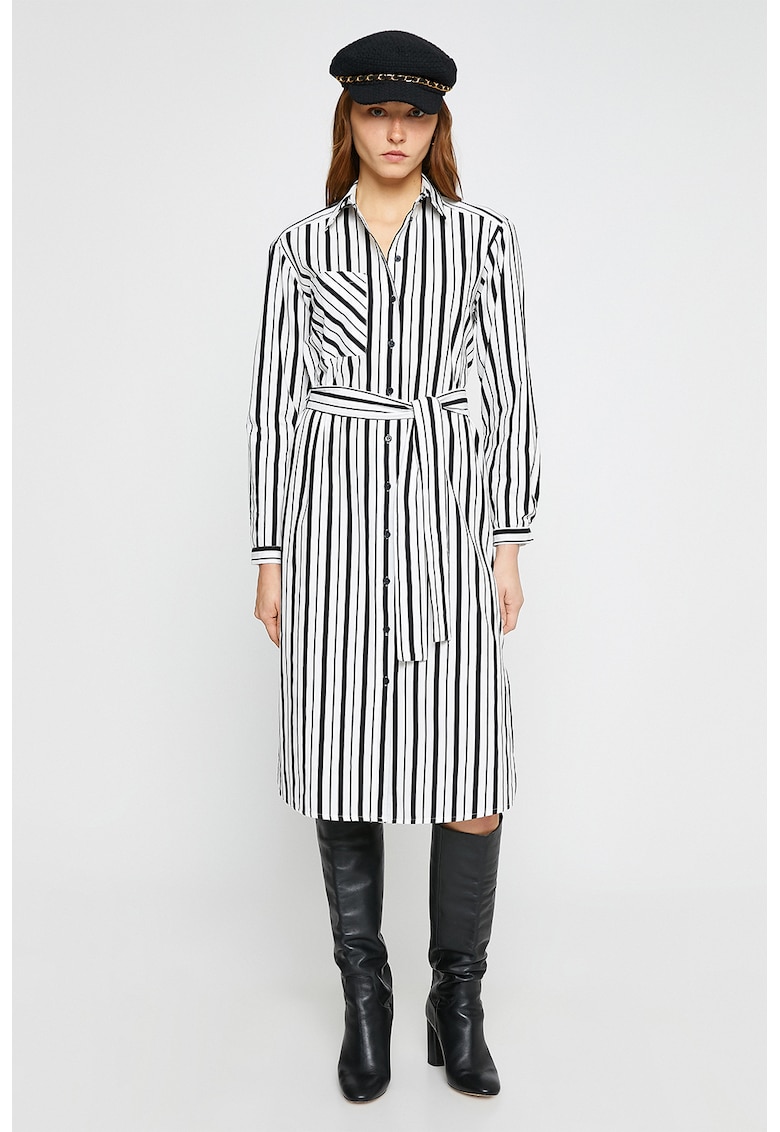 Rochie-camasa cu model in dungi si slituri laterale